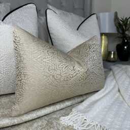 Luxury Damask Pillow Cover Sand Stone Designer Fabric - thumbnail 4