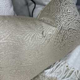 Luxury Damask Pillow Cover Sand Stone Designer Fabric - thumbnail 3