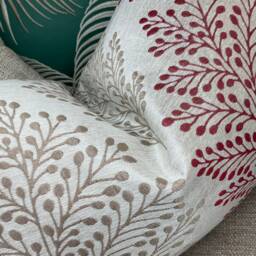 "John Lewis & Partners Bracken, Red - Taupe Cushion Cover, Decorative Pillow Leaves Trail, Double Sided, Rectangle Size 12"" X 20" - thumbnail 2