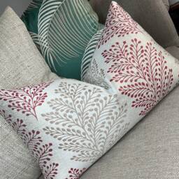 "John Lewis & Partners Bracken, Red - Taupe Cushion Cover, Decorative Pillow Leaves Trail, Double Sided, Rectangle Size 12"" X 20" - thumbnail 4