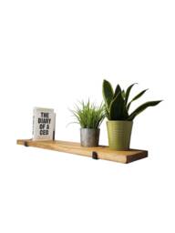 Thick Rustic Shelf With Industrial J Brackets - Handmade Wall Heavy Duty Wood UK Made Free Delivery - thumbnail 1
