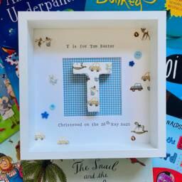 Baptism Baby Gift For Boy, Unique Godson From Godmother, Christening Grandson, Naming Gift, Personalised Frame - thumbnail 2