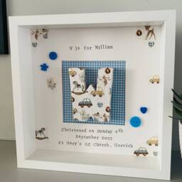 Baptism Baby Gift For Boy, Unique Godson From Godmother, Christening Grandson, Naming Gift, Personalised Frame - thumbnail 3