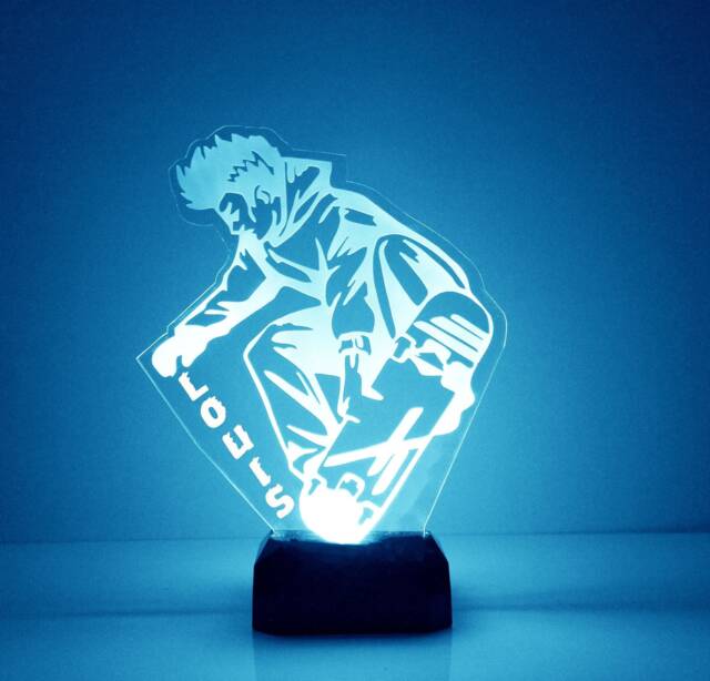 Light Up Skateboard, Custom Engraved Night Light, Personalized Free, 16 Color Options With Remote Control, Skateboarders Gift - image 1