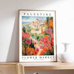 Palestine Flower Market Poster Levantine Floral Wall Art - thumbnail 1