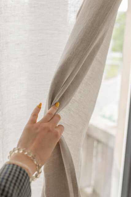 Tab Top Linen Curtain Panel 100% Baltic Linen, Multiple Colors - image 1