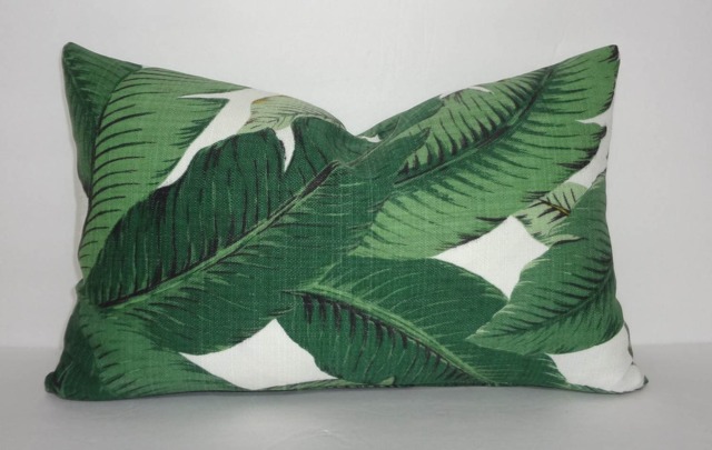 Tommy Bahama Palm Leaf Pillow Cover, Green Tropical Lumbar Cushion