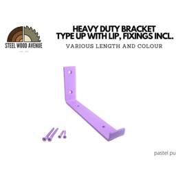 Pastel Purple Metal Shelf Bracket Heavy Duty Powder Coated Steel Supports For Floating Shelves, Industrial Rustic Hardware - thumbnail 2