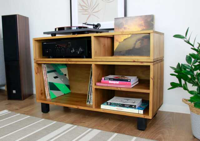 Handmade Solid Wood Record Player Stand Vinyl Storage Cabinet - image 1