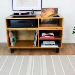 Handmade Solid Wood Record Player Stand Vinyl Storage Cabinet - thumbnail 2