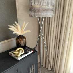 Handmade Lampshade in Fryetts Inca Abstract Print Fabric Grey, Silver, Taupe, Gold. Various Sizes Available, Ceiling Or Table Lamp Options - thumbnail 3