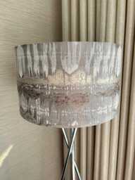 Handmade Lampshade in Fryetts Inca Abstract Print Fabric Grey, Silver, Taupe, Gold. Various Sizes Available, Ceiling Or Table Lamp Options - thumbnail 1