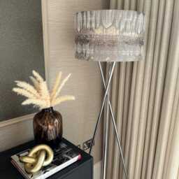 Handmade Lampshade in Fryetts Inca Abstract Print Fabric Grey, Silver, Taupe, Gold. Various Sizes Available, Ceiling Or Table Lamp Options - thumbnail 2