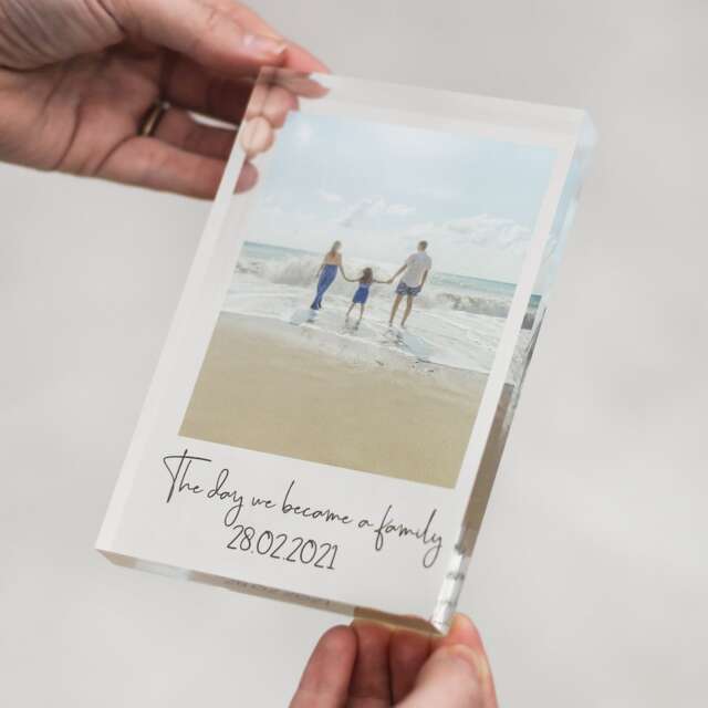 Personalised Acrylic Photo Block, Freestanding Crystal Print Memory, Family Frame, Mother's Day Gift - image 1