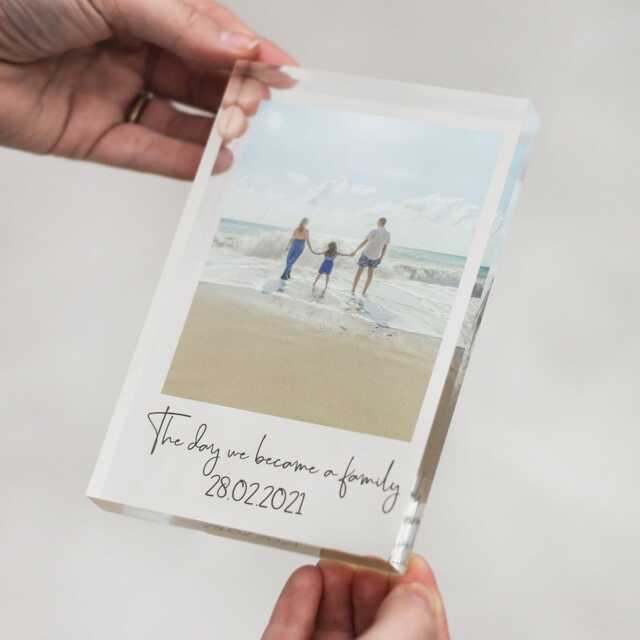 Personalised Acrylic Photo Block, Freestanding Crystal Print Memory, Family Frame, Mother's Day Gift - image 1