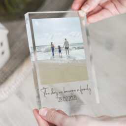 Personalised Acrylic Photo Block, Freestanding Crystal Print Memory, Family Frame, Mother's Day Gift - thumbnail 3