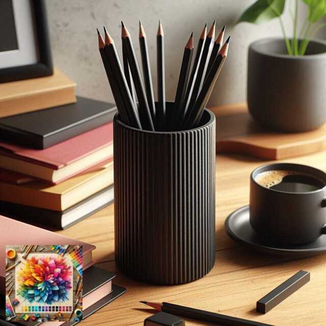 Modern Ribbed Pencil & Pen Holder, Desk Tidy Cup, Office Organiser - image 1