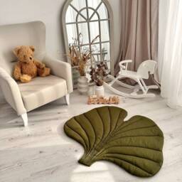 Gingko Biloba Leaf Baby Play Mat Organic Cotton, Neutral Nursery Decor - thumbnail 2