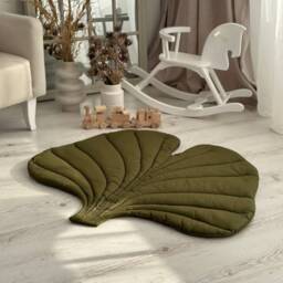 Gingko Biloba Leaf Baby Play Mat Organic Cotton, Neutral Nursery Decor - thumbnail 3