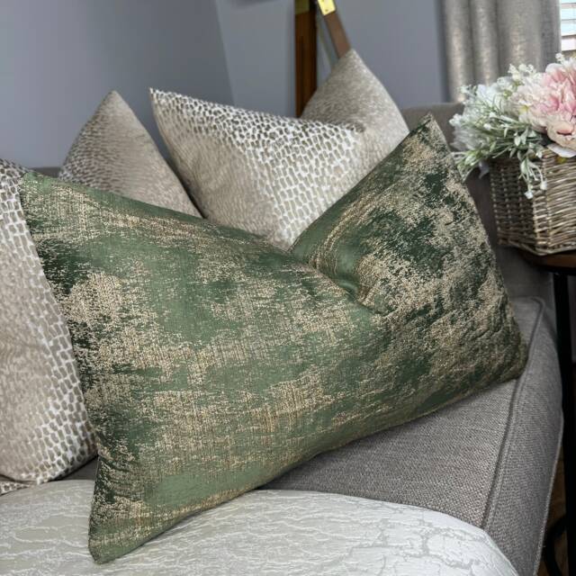 Elegant Olive Green Cushion Cover With Gold Shimmer - Luxury Scatter Pillow For Sofa & Bed Decor Curico Ashley Wilde - image 1