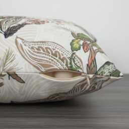 Floral Cushion Cover, Cream, Rust, Olive Green - - 18x18 - thumbnail 2