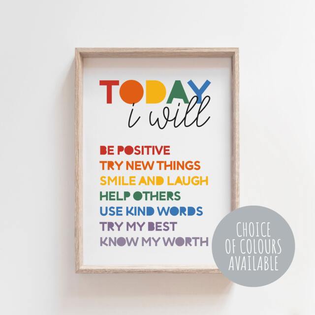 Kids Affirmation Prints, Rainbow Wall Art, Girls Bedroom Classroom Educational Posters, Boys Decor, Art - image 1
