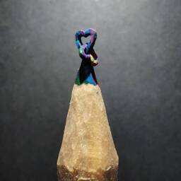 Hand Carved Interlocked Hearts Pencil Sculpture - Glass Dome - thumbnail 2