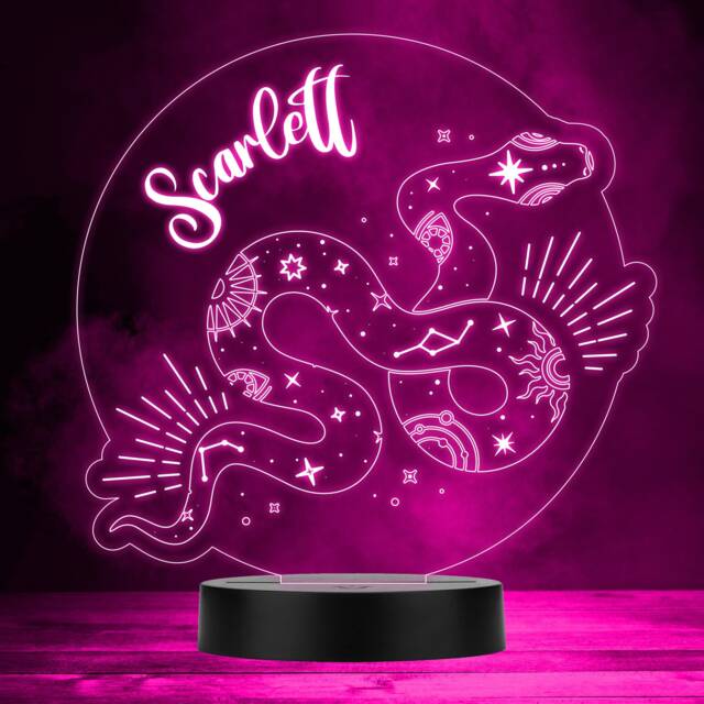 Mystic Snake Stars Astrology Multicolour Personalised Gift Led Lamp Night Light - Bedroom - image 1
