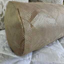 "Elegant Gold Geometric Bolster Pillow For Stylish Bedding - Designer Bed Cushion 16"" X 6" - thumbnail 3