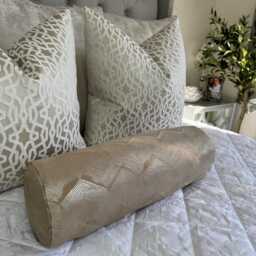 "Elegant Gold Geometric Bolster Pillow For Stylish Bedding - Designer Bed Cushion 16"" X 6" - thumbnail 2