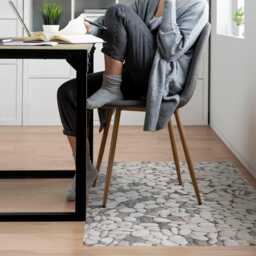 Decorative Stones Computer Chair Mat, White Office Texture Vinyl Floor Protector, Protector