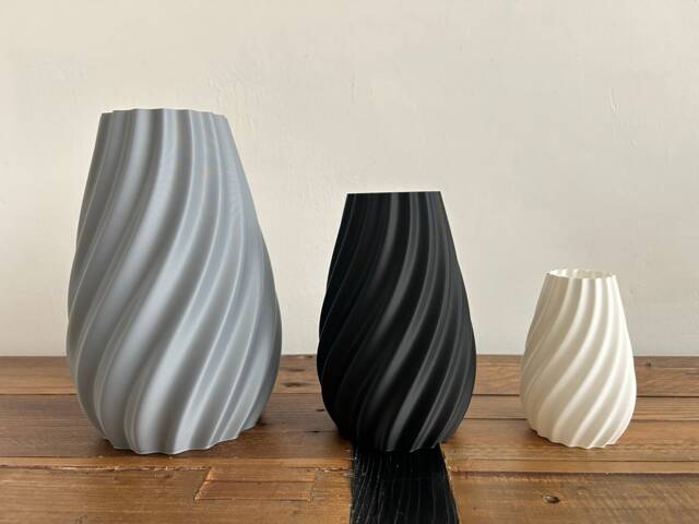 Swirl Vase, Ornamental Flower Decorative Minimalist, Room Decor, 3D Printed Matte Grey Black White - image 1