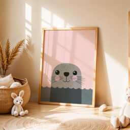 Seal Nursery Wall Art, Cute Animal Illustration, Ocean Baby Print, Minimalist Sea Life Poster, Kids Room & Playroom Decor - thumbnail 2