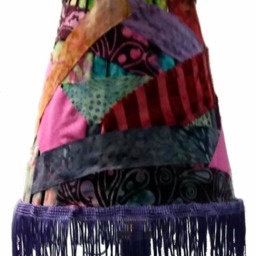 Purple Lamp With Fabric Scraps Lampshade, Purple Fringe, Novelty Accent Lamp, Colorful Table Unique Lighting - thumbnail 3