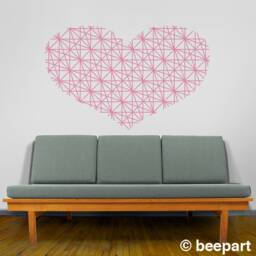 Geometric Heart Vinyl Wall Decal, Modern Home Decor - thumbnail 1
