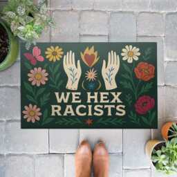 We Hex Racists Doormat Witchy Floral Welcome Mat - thumbnail 1