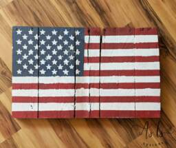 Rustic Reclaimed Wood American Flag Americana Wall Decor - thumbnail 1