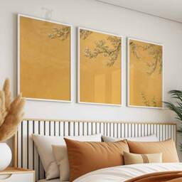 Japanese Set Of 3 Gold Floral Posters, Art Prints, Katsushika Hokusai Wall Art, Ogata Korin Decor, Gift - thumbnail 2