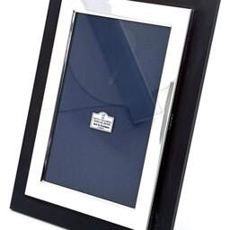"sterling Silver Art Deco Photo Frame Tulip Wood Front Wooden Back 6"" X 4" - thumbnail 2