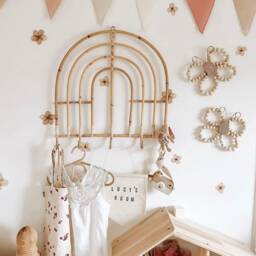 Wooden Beaded Wall Butterfly - Rattan Nursery Decor Girls Boho Room Hanging - thumbnail 3