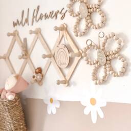 Wooden Beaded Wall Butterfly - Rattan Nursery Decor Girls Boho Room Hanging - thumbnail 2