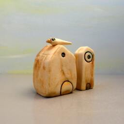 Ceramic House Figurines, Rustic Clay Miniature Home Decor, Set Of 2 - thumbnail 2