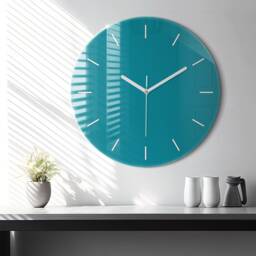 Solid Color Glass Wall Clock - 24 Custom Options For A Unique Modern Look Lines Dial - thumbnail 1