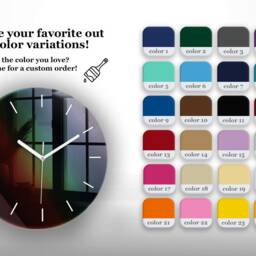Solid Color Glass Wall Clock - 24 Custom Options For A Unique Modern Look Lines Dial - thumbnail 2