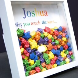 Personalized Name Frame Of Paper Lucky Stars in Shadowbox , Custom Art Newborn Baby Gift, Nursery Decor Wall - thumbnail 3