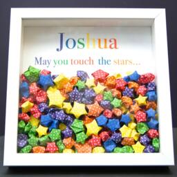 Personalized Name Frame Of Paper Lucky Stars in Shadowbox , Custom Art Newborn Baby Gift, Nursery Decor Wall - thumbnail 2