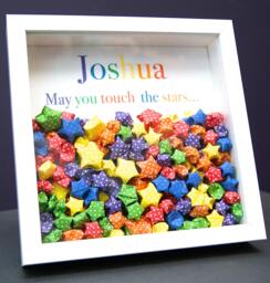 Personalized Name Frame Of Paper Lucky Stars in Shadowbox , Custom Art Newborn Baby Gift, Nursery Decor Wall - thumbnail 1