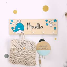 Wardrobe Children's Child Room With Name Individually Hand-Painted Vintage Coat Hooks - thumbnail 3