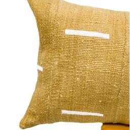 Extra Long Lumbar Pillow, African Mustard Mudcloth One Of A Kind Decorative Pillow Cover, Sofa Cushion Throw - thumbnail 2
