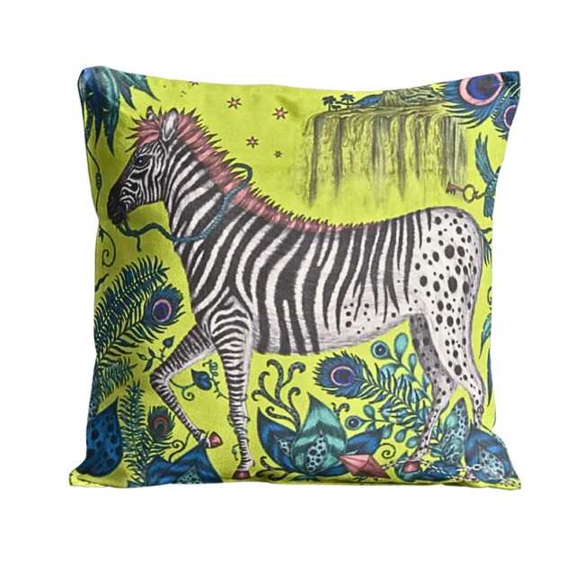 Clarke & Clarke, Lime Green, Pink Blue Zebras Velvet Cushion Cover, Throw Pillow Home Decor - image 1